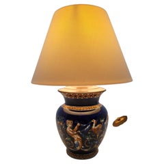 Lampe de chevet en céramique de Gien décor Renaissance bleu Francais  Vintage