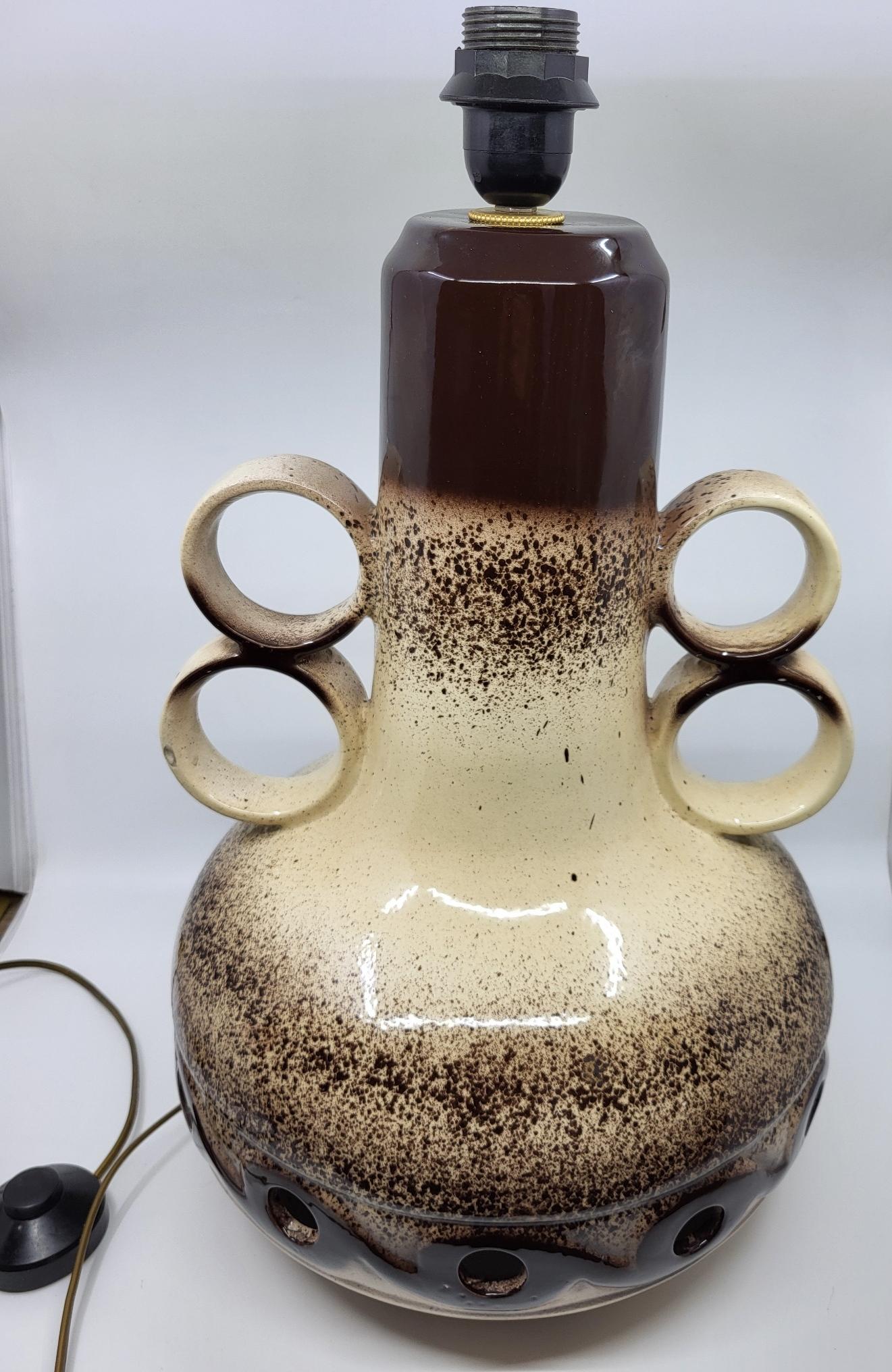 Lampe de sol  West Germany en céramique Beige et Marron Vintage Germany 1960 For Sale 4