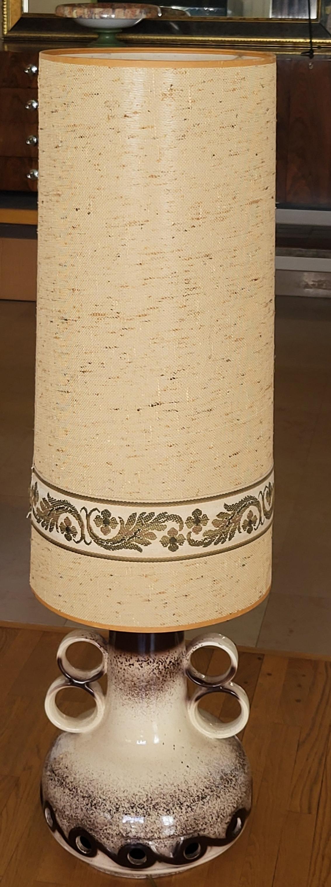 Lampe de sol  West Germany en céramique Beige et Marron Vintage Germany 1960 For Sale 1