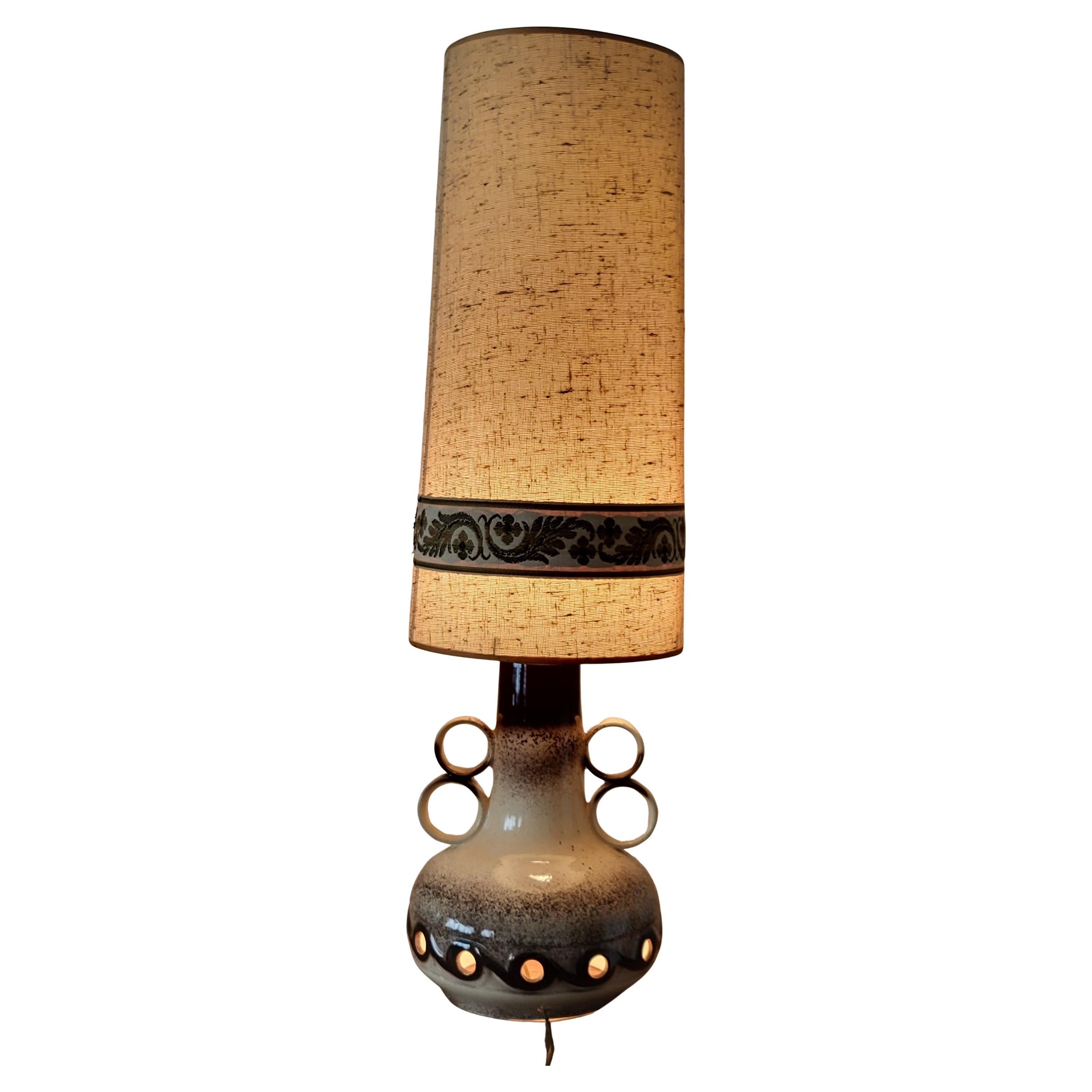 Lampe de sol  West Germany en céramique Beige et Marron Vintage Germany 1960 For Sale