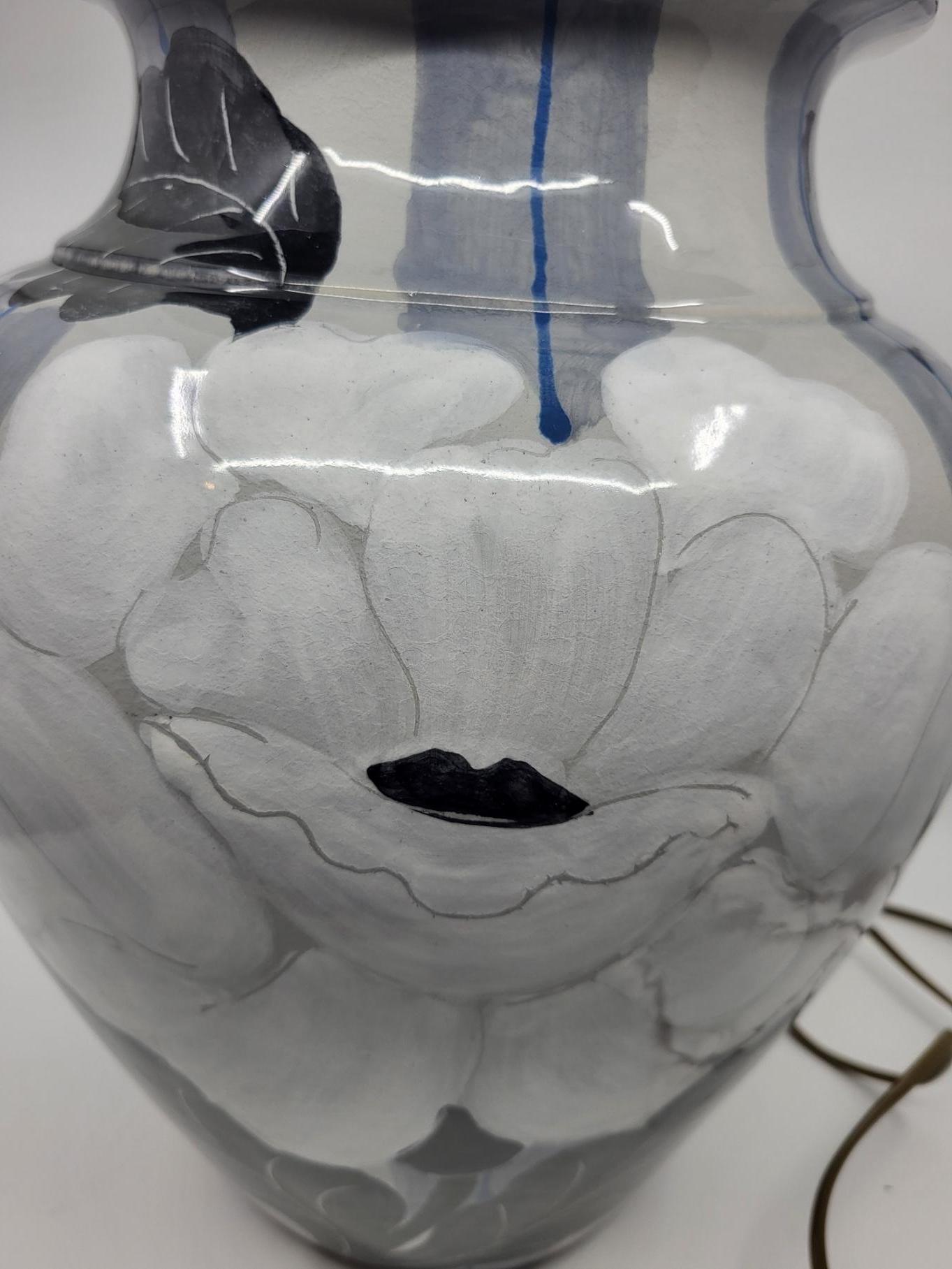 French Lampe de table Hubert Olivier en céramique décor Art déco France 1980 For Sale