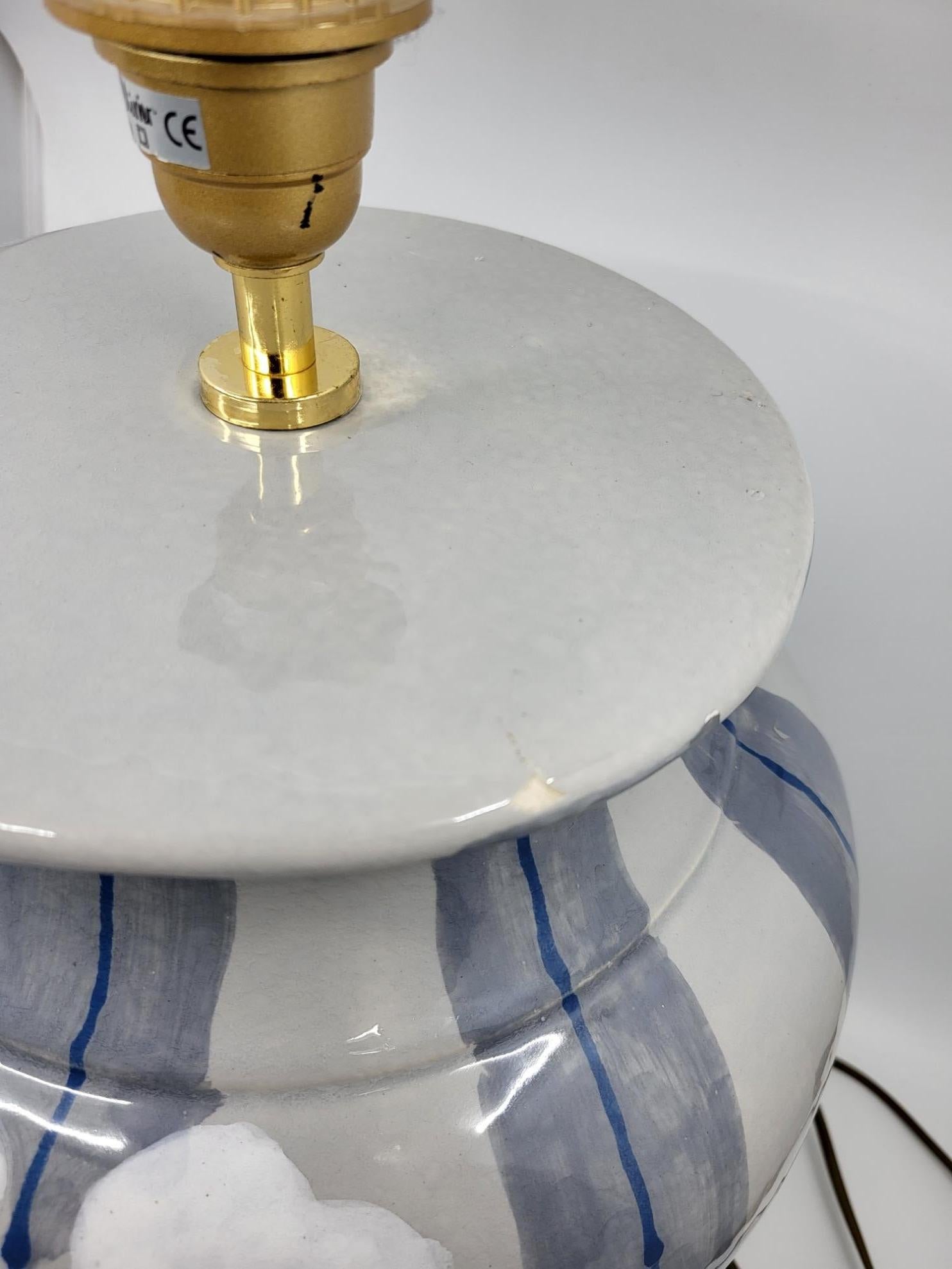 Enameled Lampe de table Hubert Olivier en céramique décor Art déco France 1980 For Sale