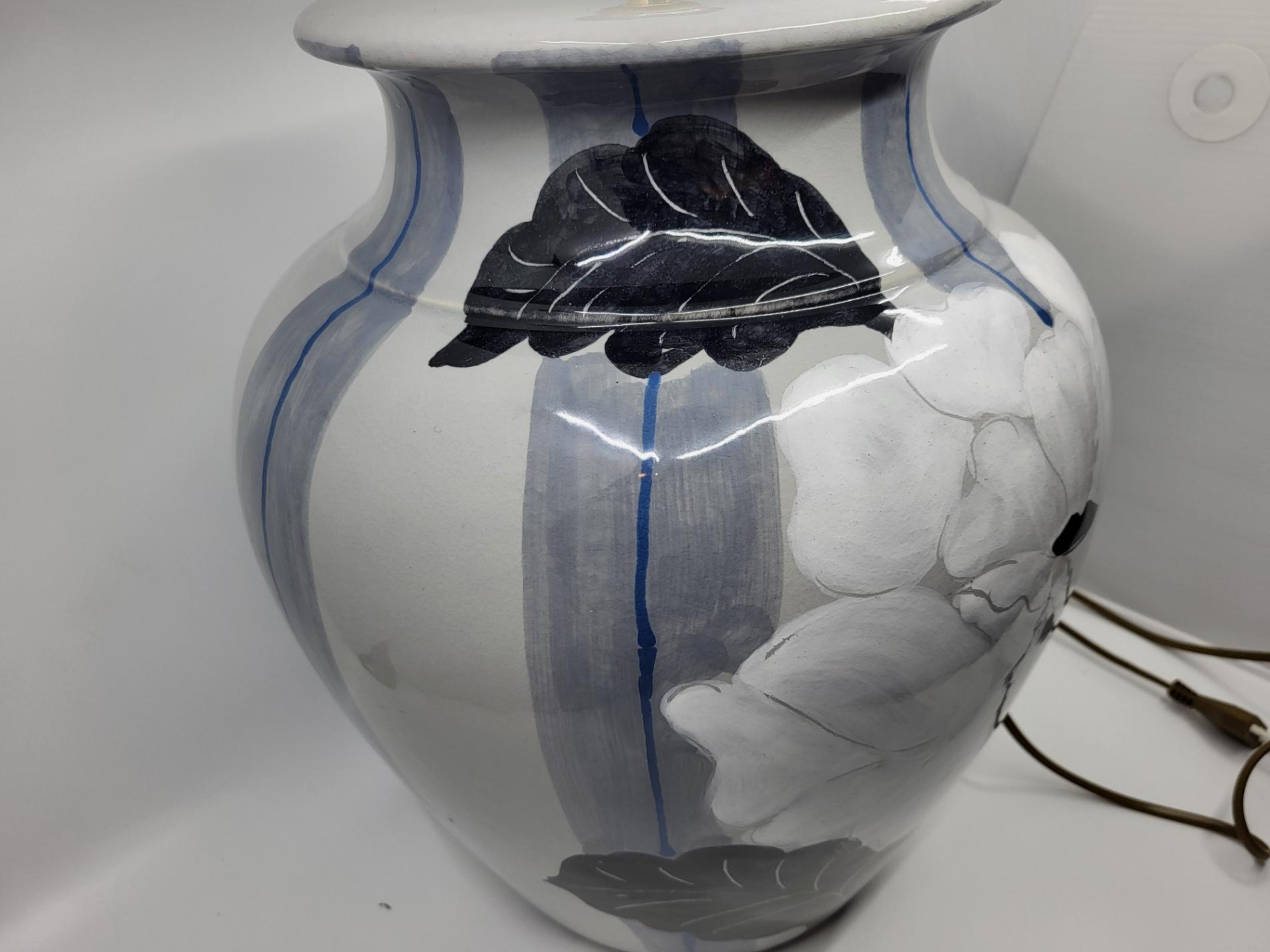 Lampe de table Hubert Olivier en céramique décor Art déco France 1980 In Good Condition For Sale In London, England