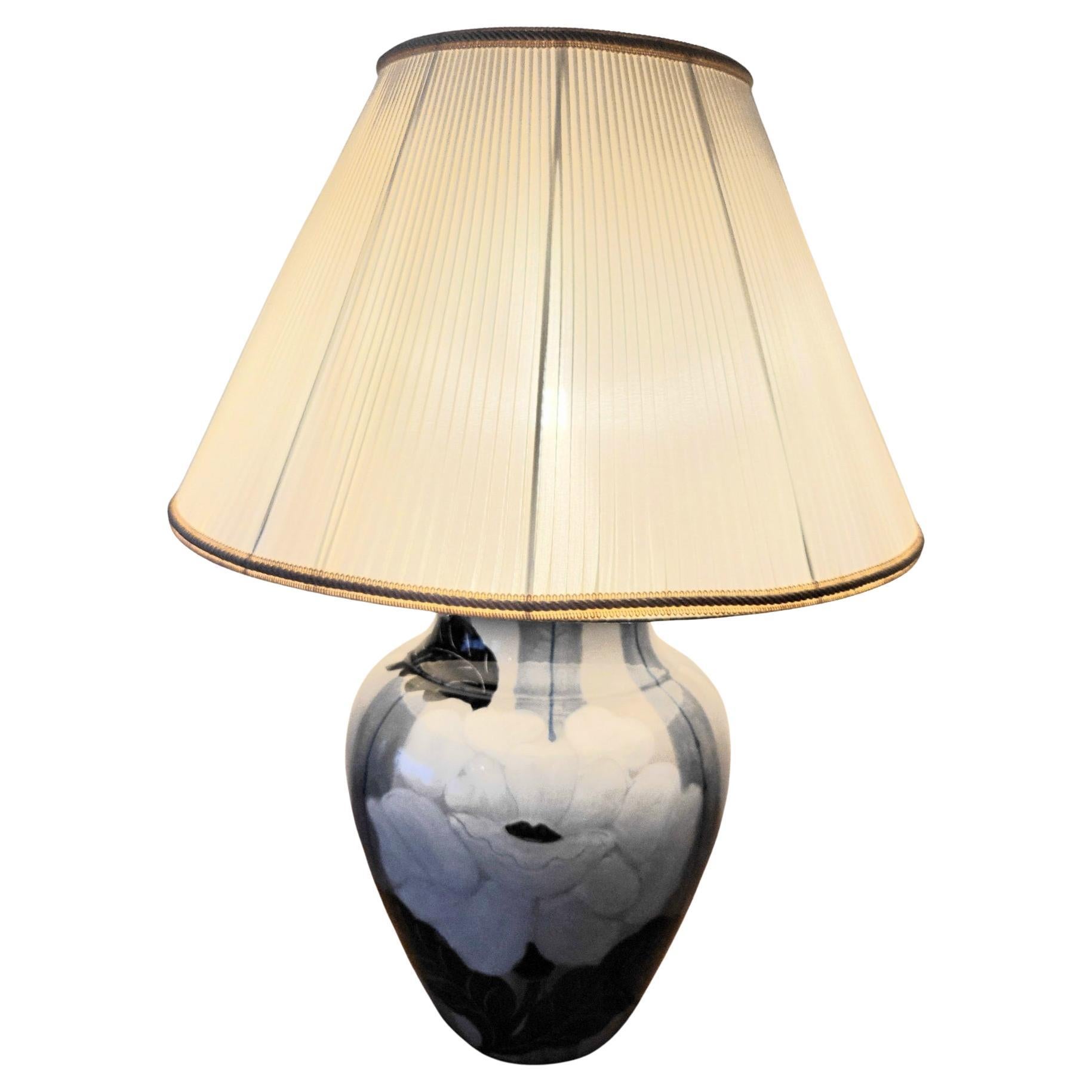 Lampe de table Hubert Olivier en céramique décor Art déco France 1980 For Sale