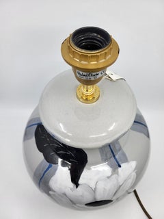 Lampe de table Hubert Olivier en céramique décor floral style Art Déco France