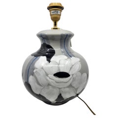 Lampe de table Hubert Olivier en céramique décor floral style Art Déco France