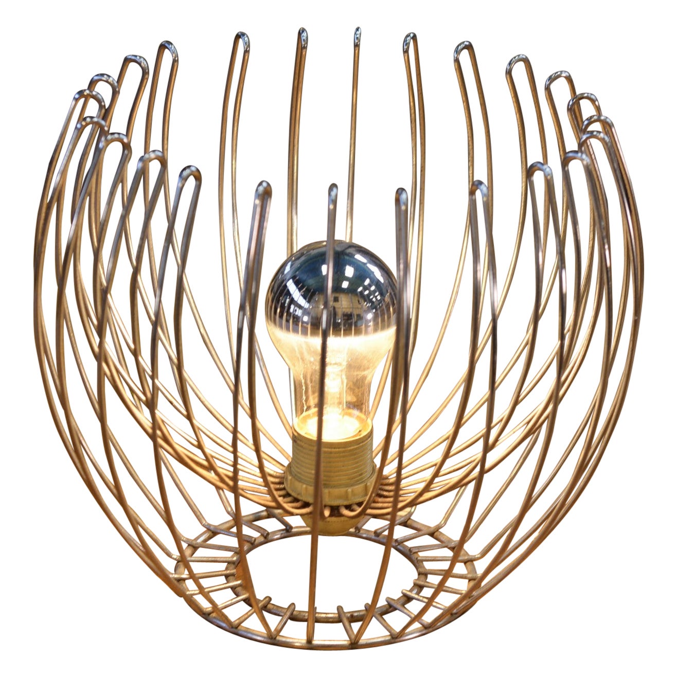 Lampe design en métal chromé 1970's en vente