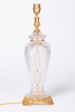 Lampe en cristal et bronze doré:: 1950