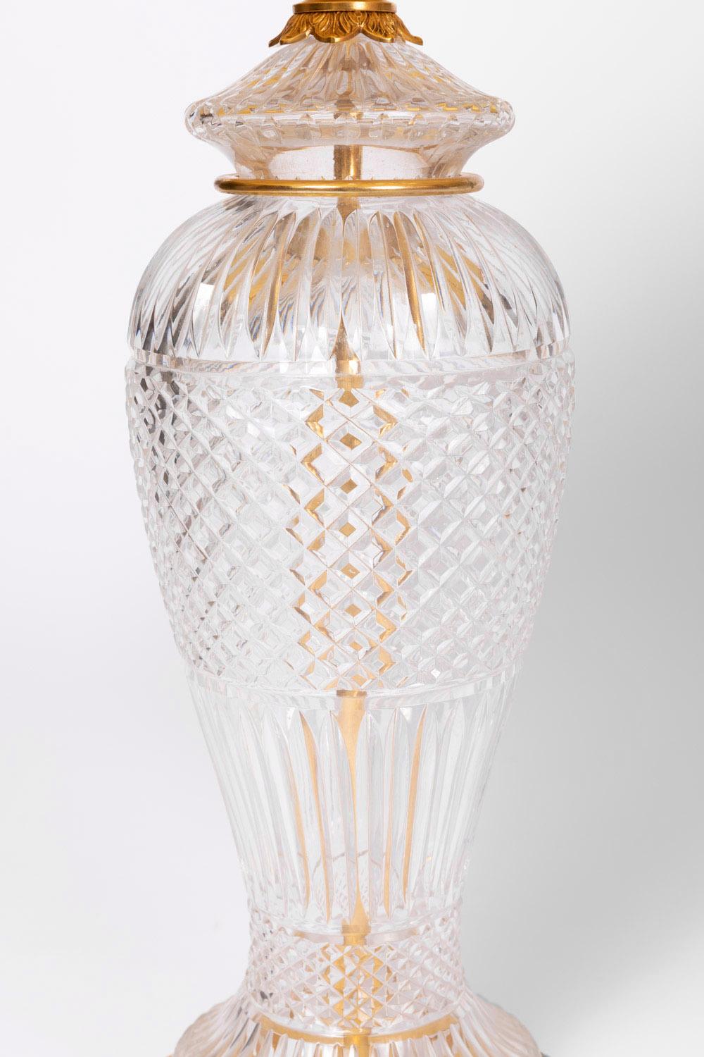 European Lamp in Crystal and Gilt Bronze, 1950 For Sale