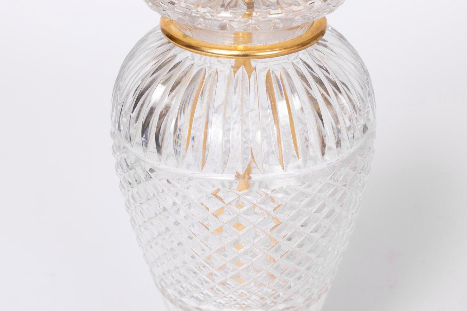 Lamp in Crystal and Gilt Bronze, 1950 In Good Condition For Sale In Saint-Ouen, FR