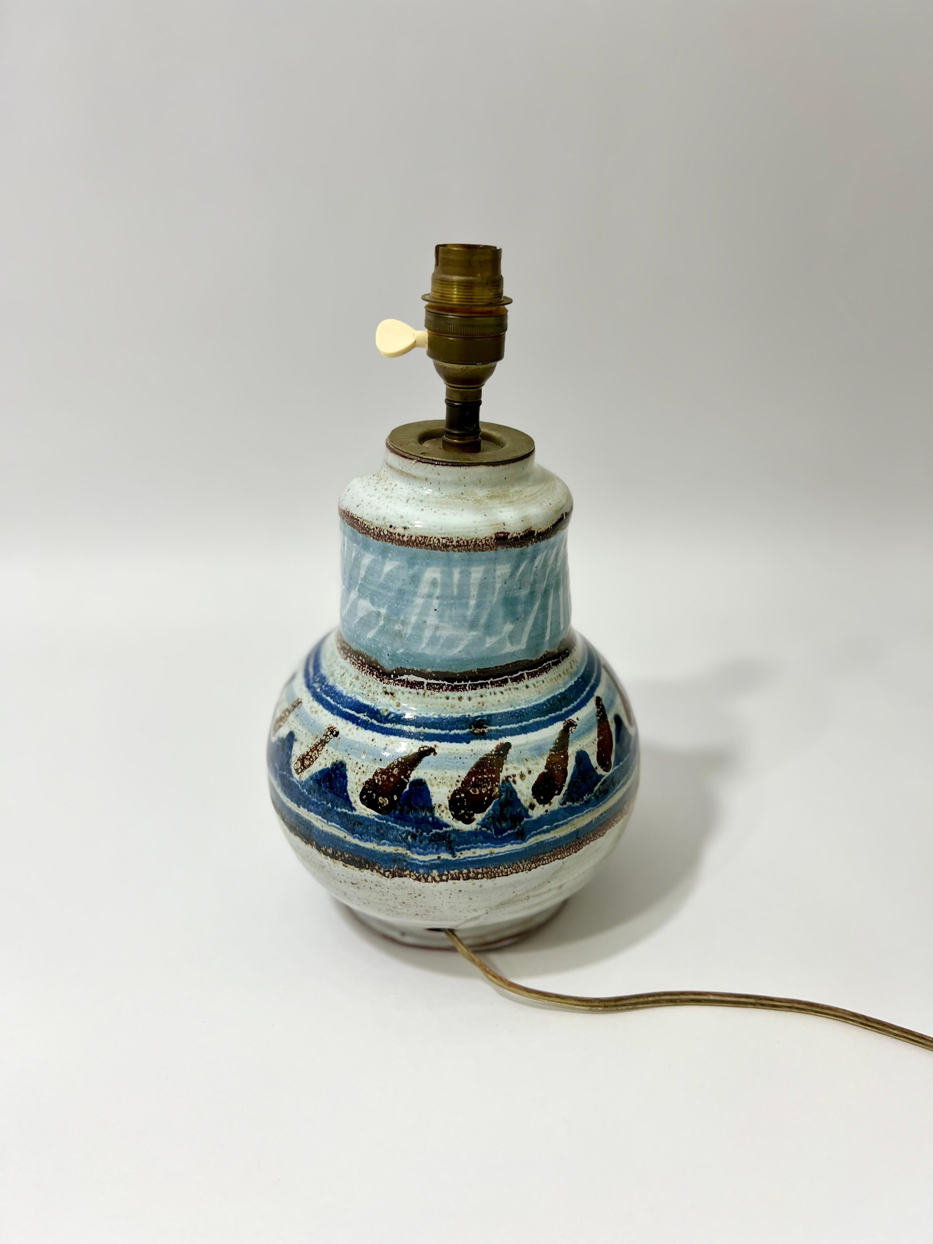 Painted Lampe française en céramique Michel Barbier en céramique, France, années 1970 For Sale