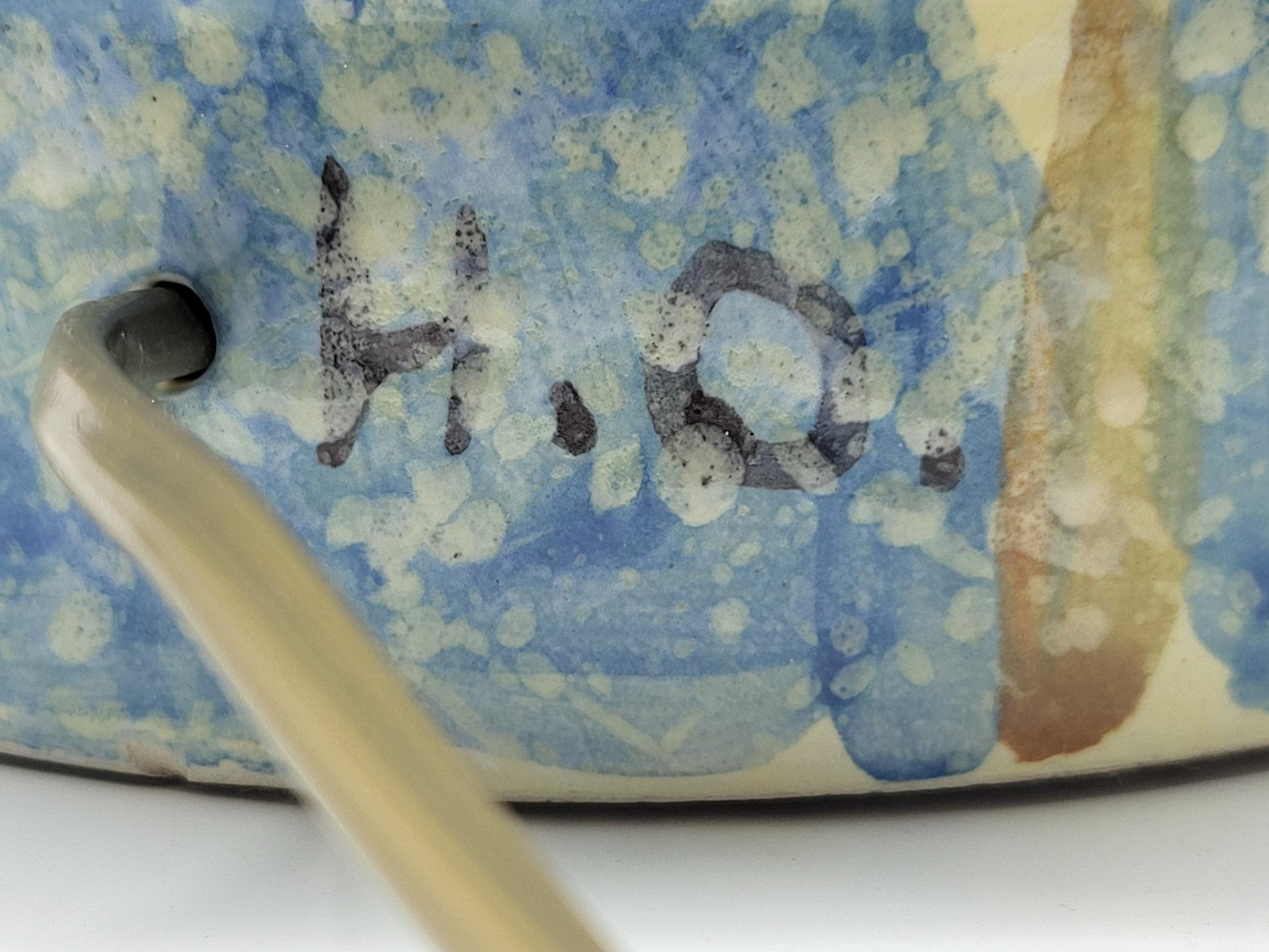 Lampe Hubert Olivier aus Kunststoff  Blau und Jaune  Frankreich um 1980 (Keramik) im Angebot