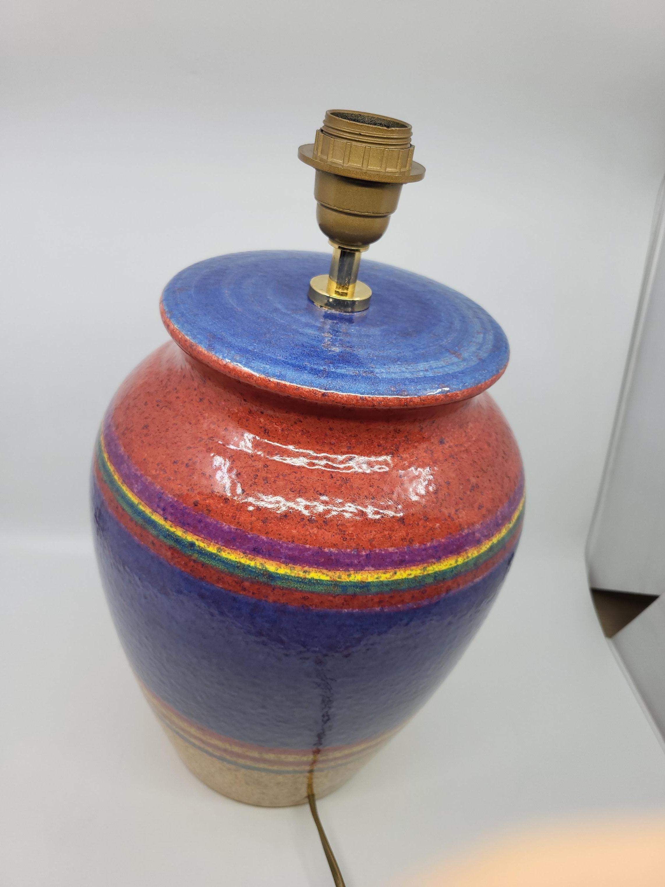Lámpara Hubert Olivier en céramique multicolore Costa Azul Francia 1980 en venta 3