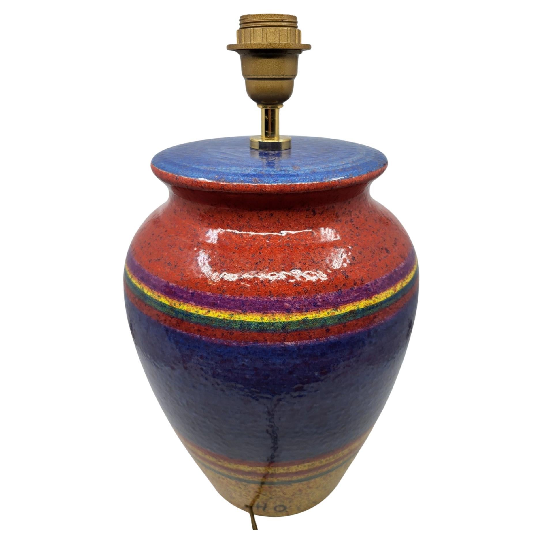 Lámpara Hubert Olivier en céramique multicolore Costa Azul Francia 1980 Provincial francés en venta