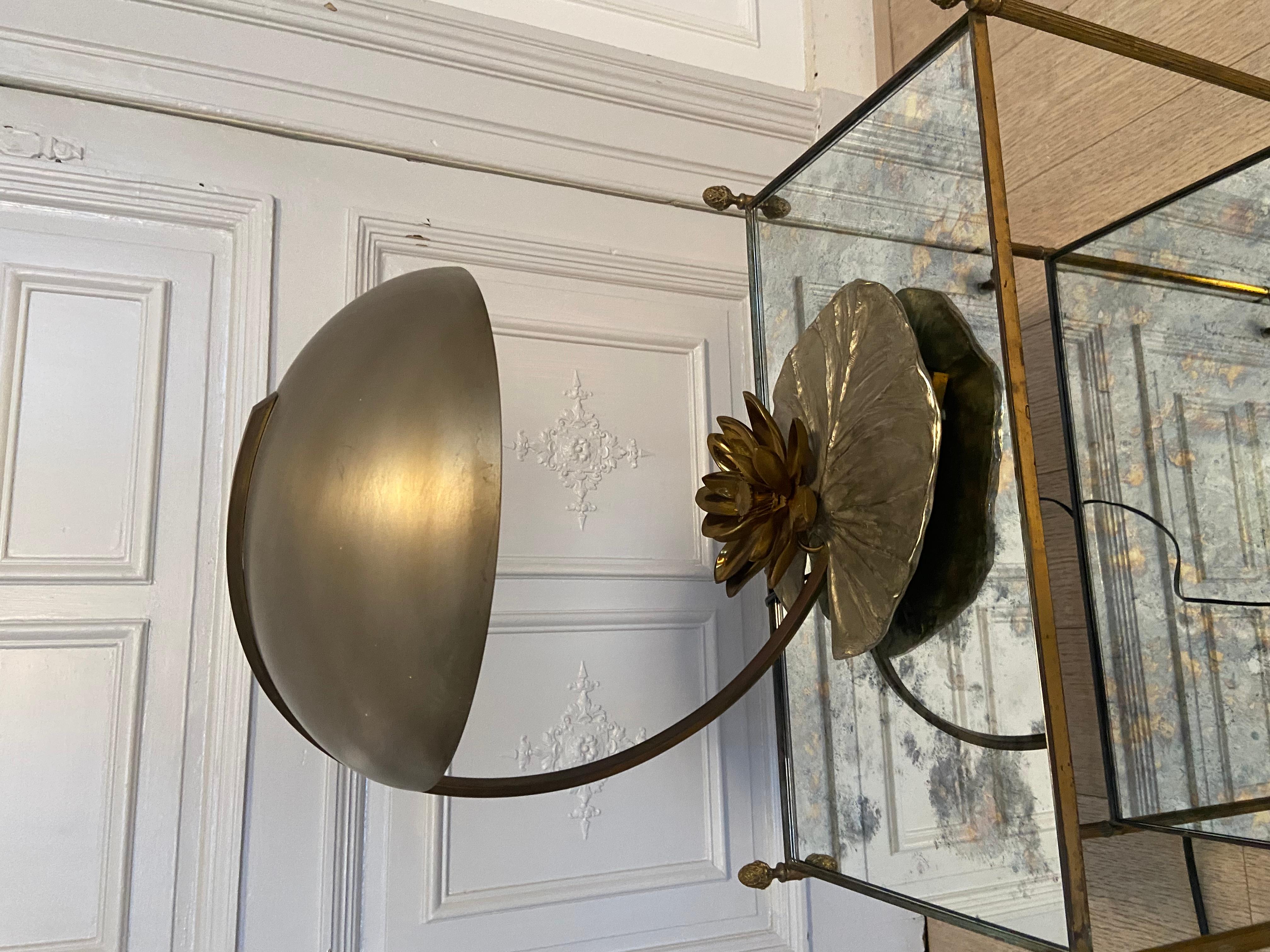 Brass Lampe Nénuphar, Maison Charles, 1970s For Sale