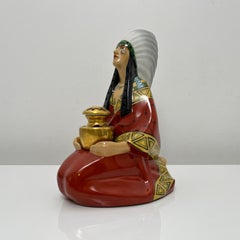 Lampe Veilleuse Brule parfum indien porcelaine polychrome France 1930