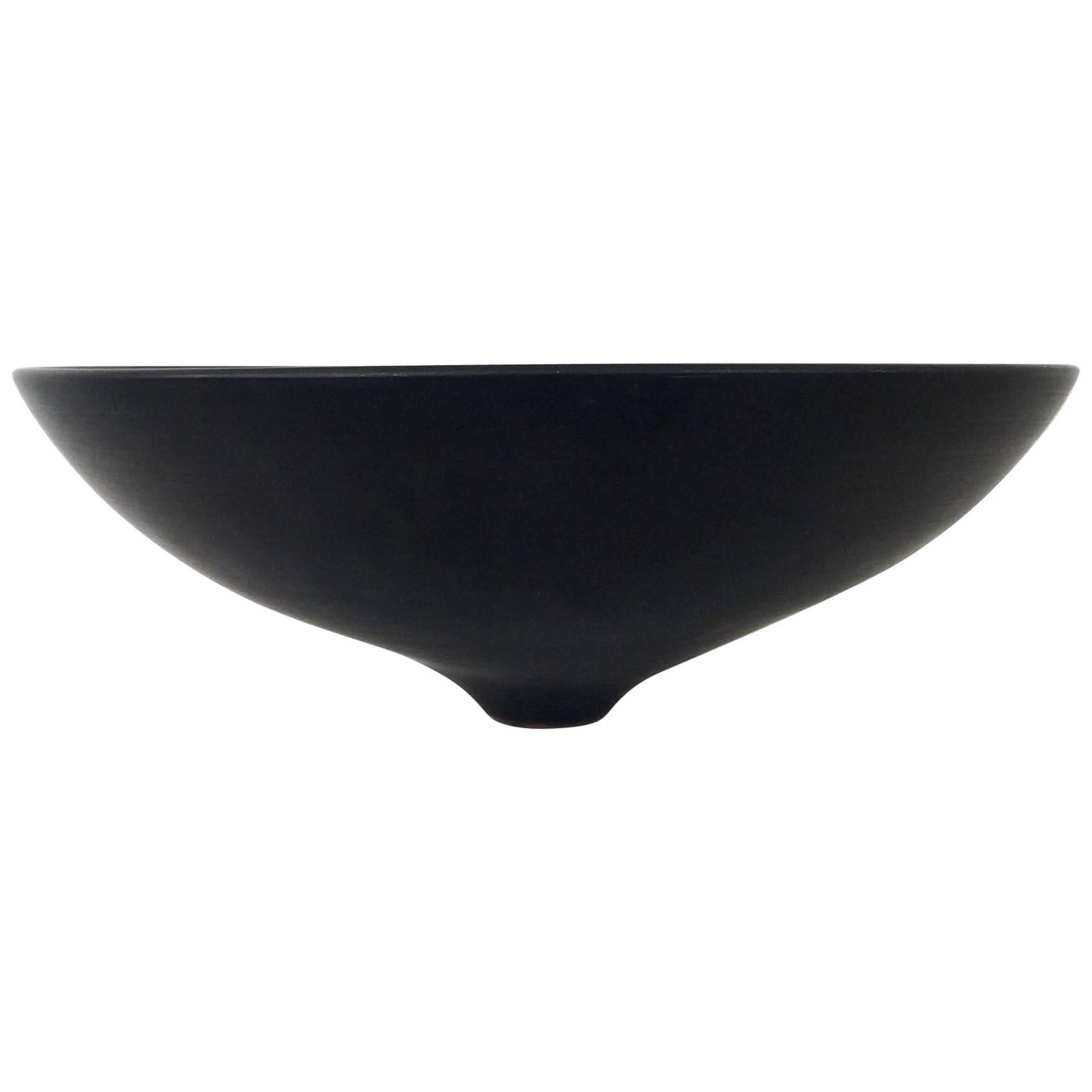  Lampecco Black Ceramic Bowl, circa 1960, Belgium