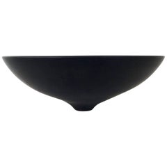 Lampecco Black Ceramic Bowl, circa 1960, Belgium