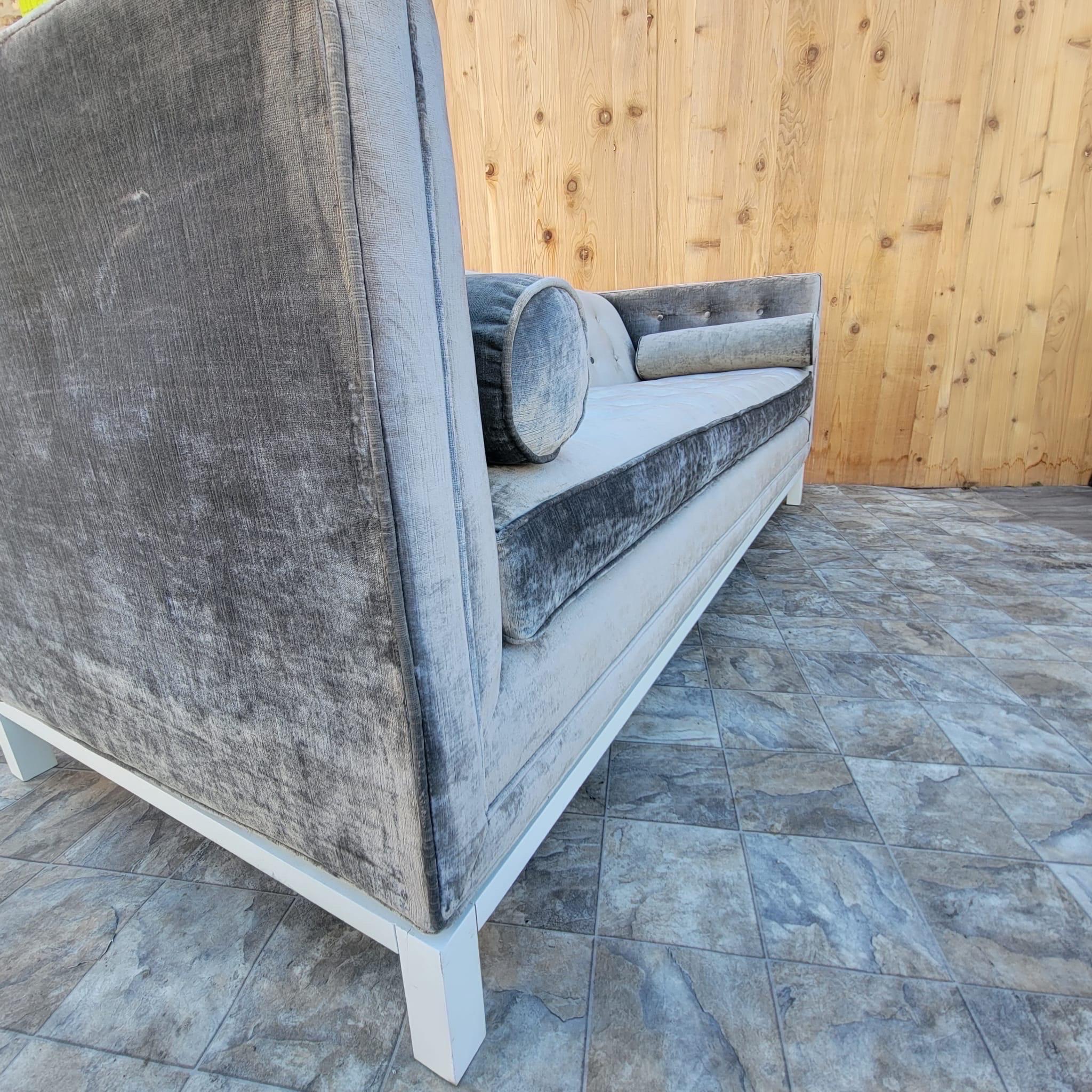 Modern Lampert Charcoal Tufted Velvet Sofa by Jonathan Adler For Sale