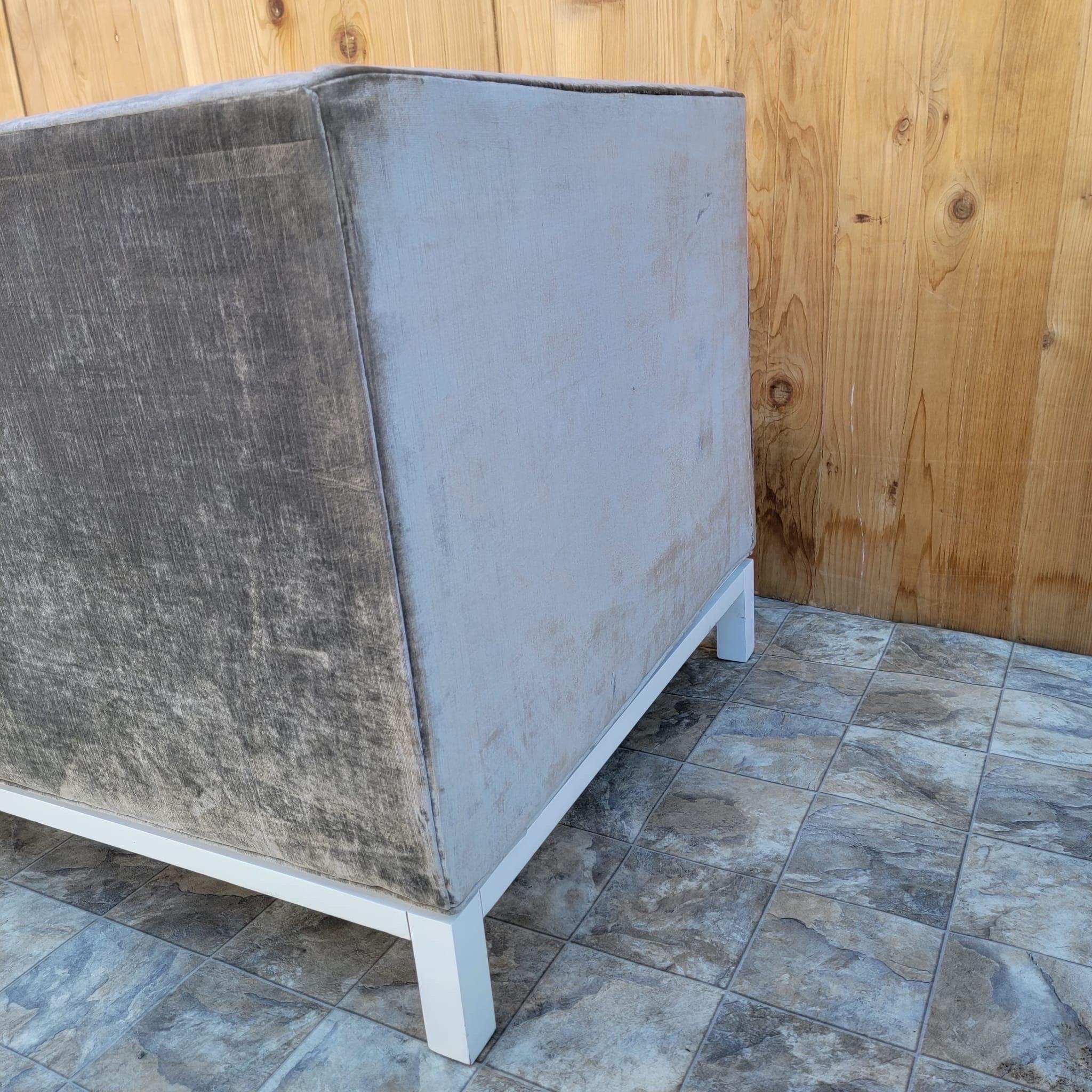 Lampert Charcoal Tufted Velvet Sofa by Jonathan Adler In Good Condition For Sale In Chicago, IL