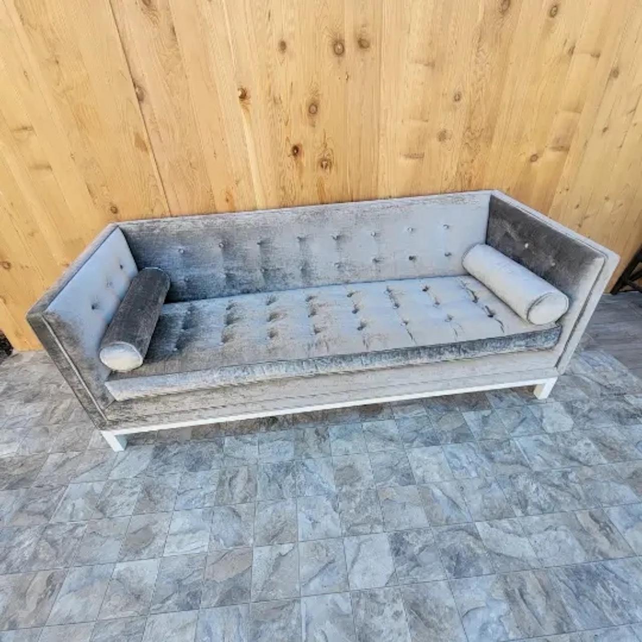 Lampert Charcoal Tufted Velvet Sofa Styled After Jonathan Adler

This stunningly styled after Lampert Sofa has all the perfect qualities-- the high tuxedo back gives it an elegant yet formal presence, while the bolsters make it super comfy and
