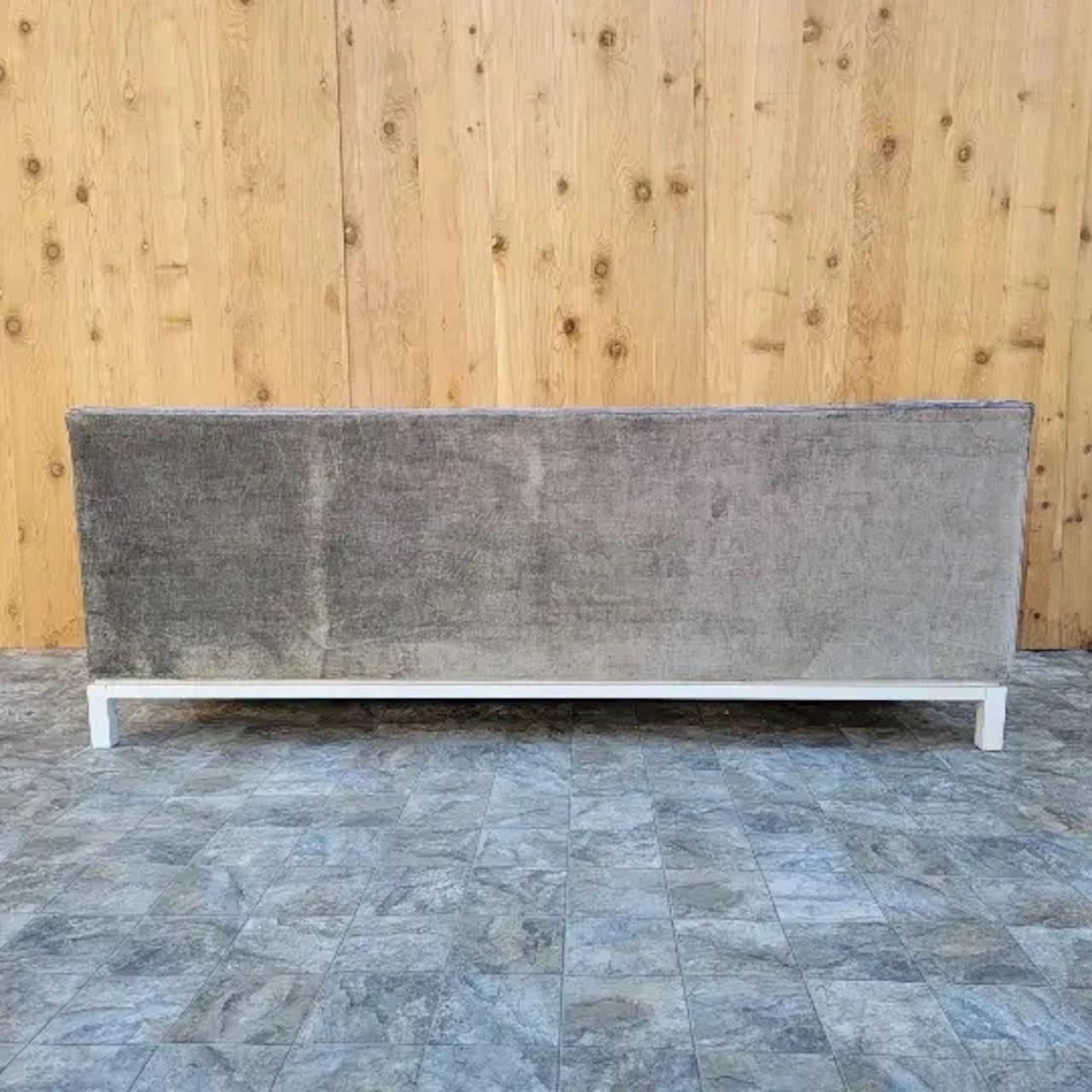 Lampert Charcoal Tufted Velvet Sofa Styled After Jonathan Adler For Sale 1
