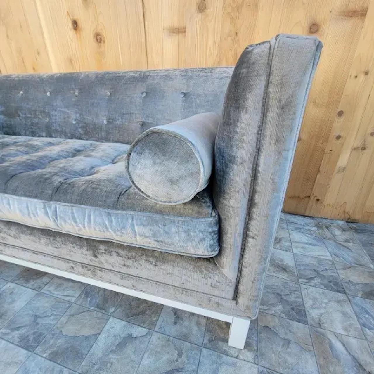 Lampert Charcoal Tufted Velvet Sofa Styled After Jonathan Adler For Sale 3