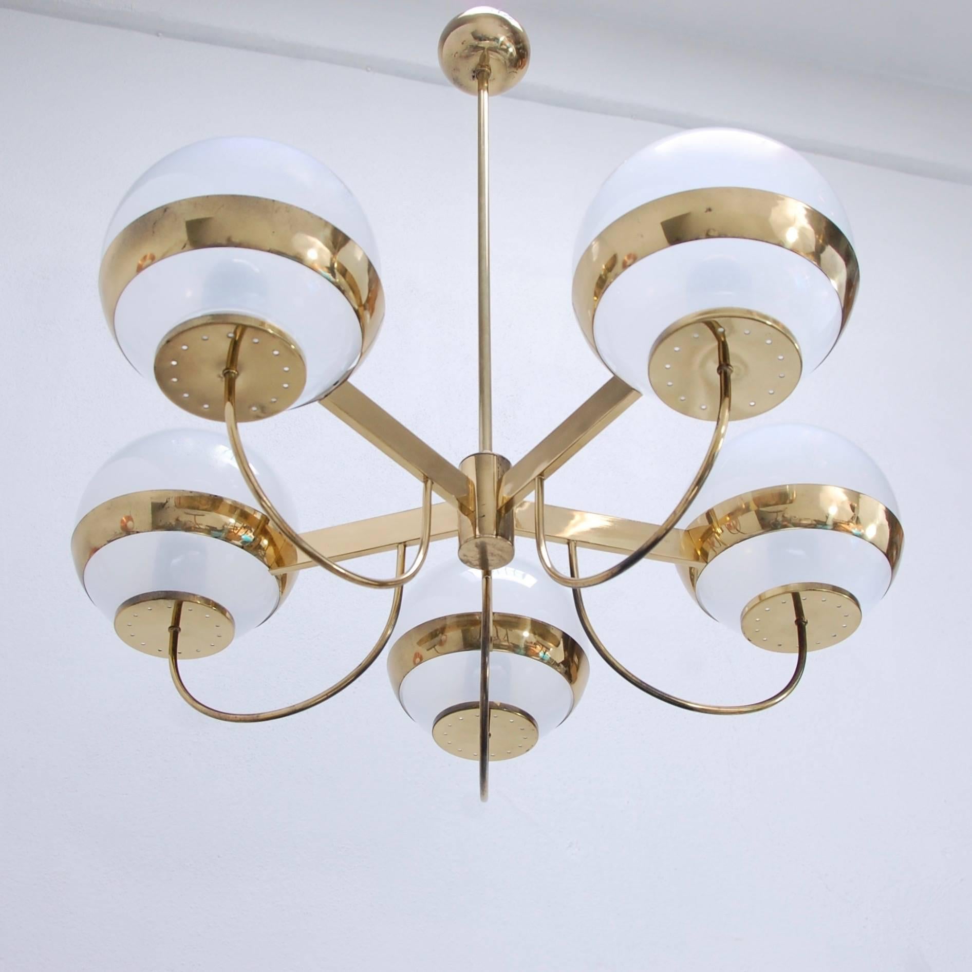 Patinated Lamperti Chandelier For Sale