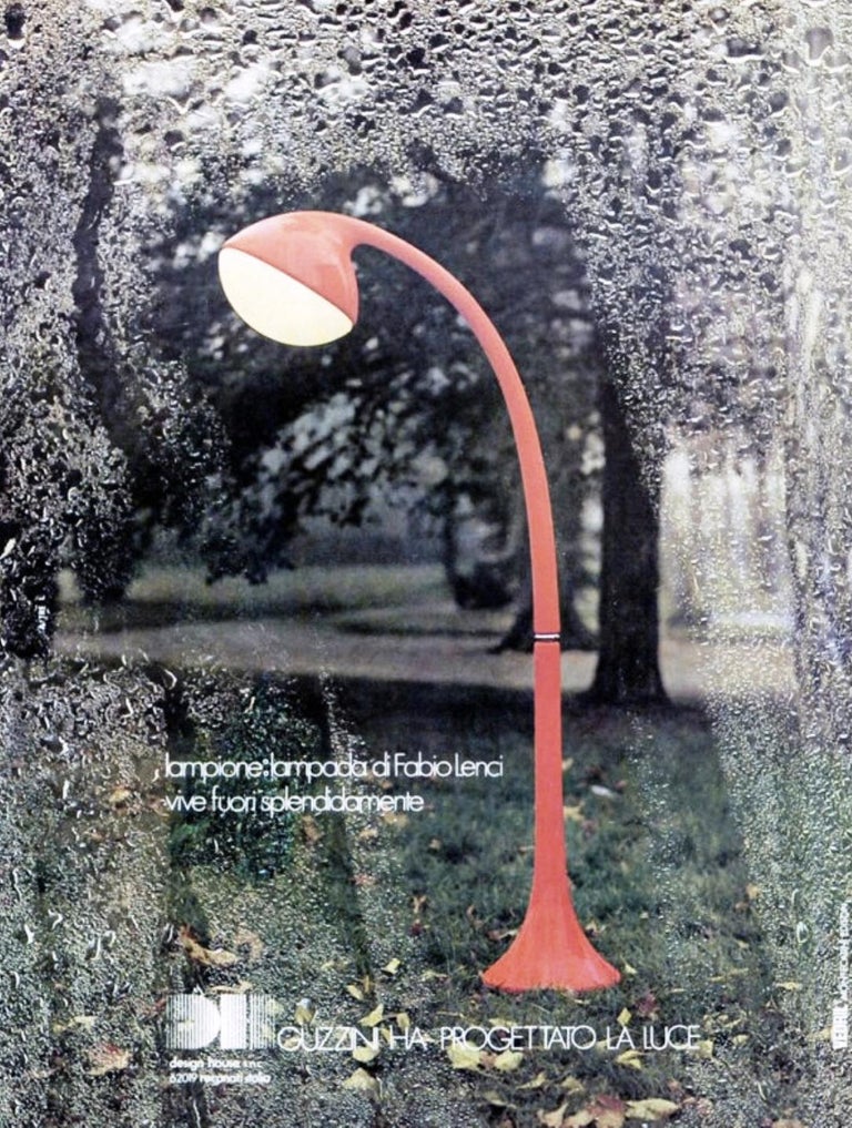 Dramatic biomorphic 'Lampione' floor lamp designed by Fabio Lenci in 1968 for DH Guzzini (Design House Guzzini), Italy. The 'Lampione' floor lamp is a rare find today and its huge biomorphic form Silhouette creates a very powerful visual impact in