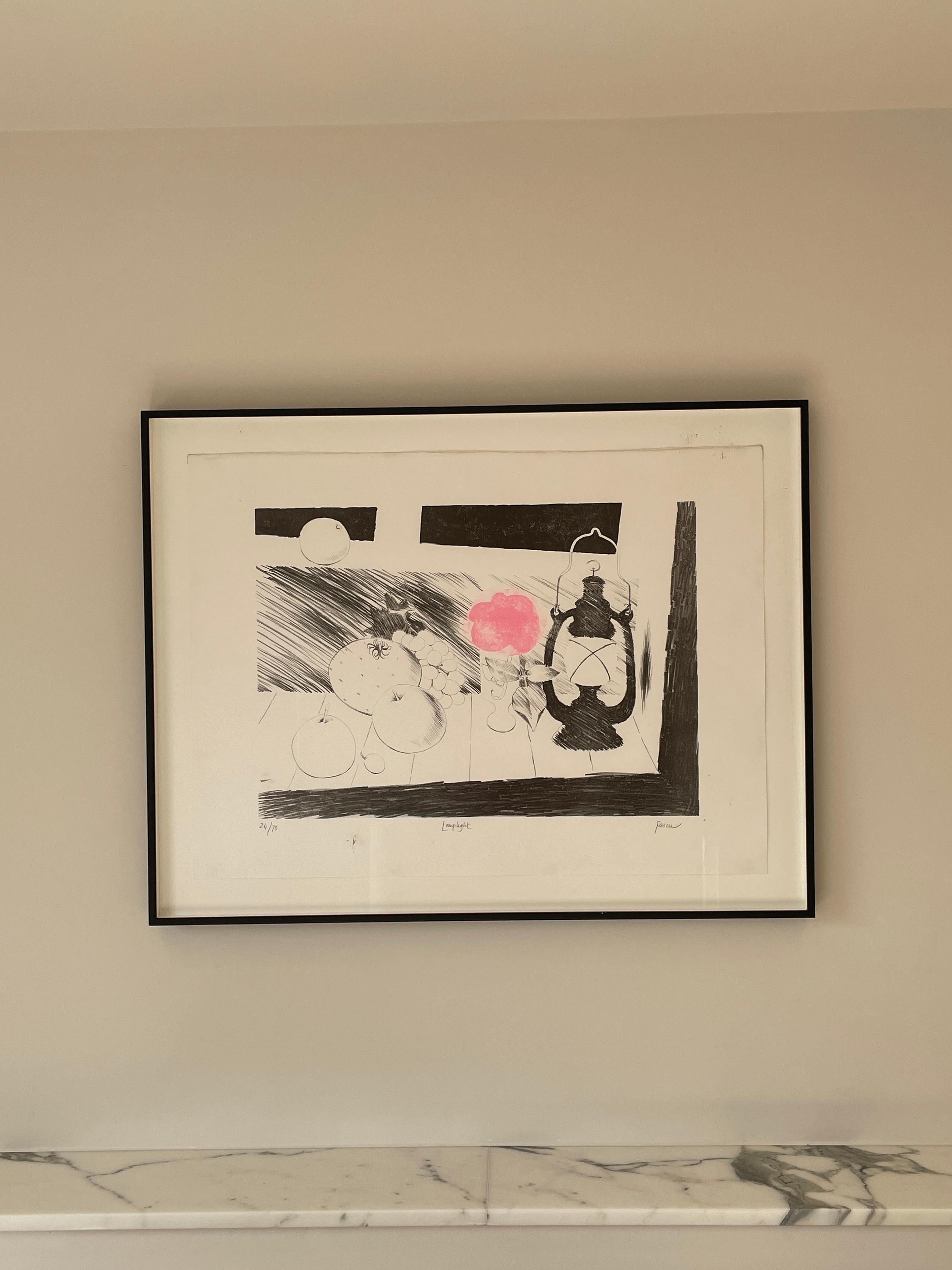 89cm x 69cm

Artistics : Mary Fedden
Date : 1973
MATERIAL : Aquatinte


Description : Rare lithographie originale sur papier vélin, imprimée en couleur par Stanley Jones au Curwen Studio, Chilford. Publié par 