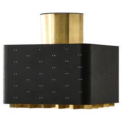 Lampade / Montature da incasso in metallo laccato nero e ottone di Paavo Tynell, anni '50