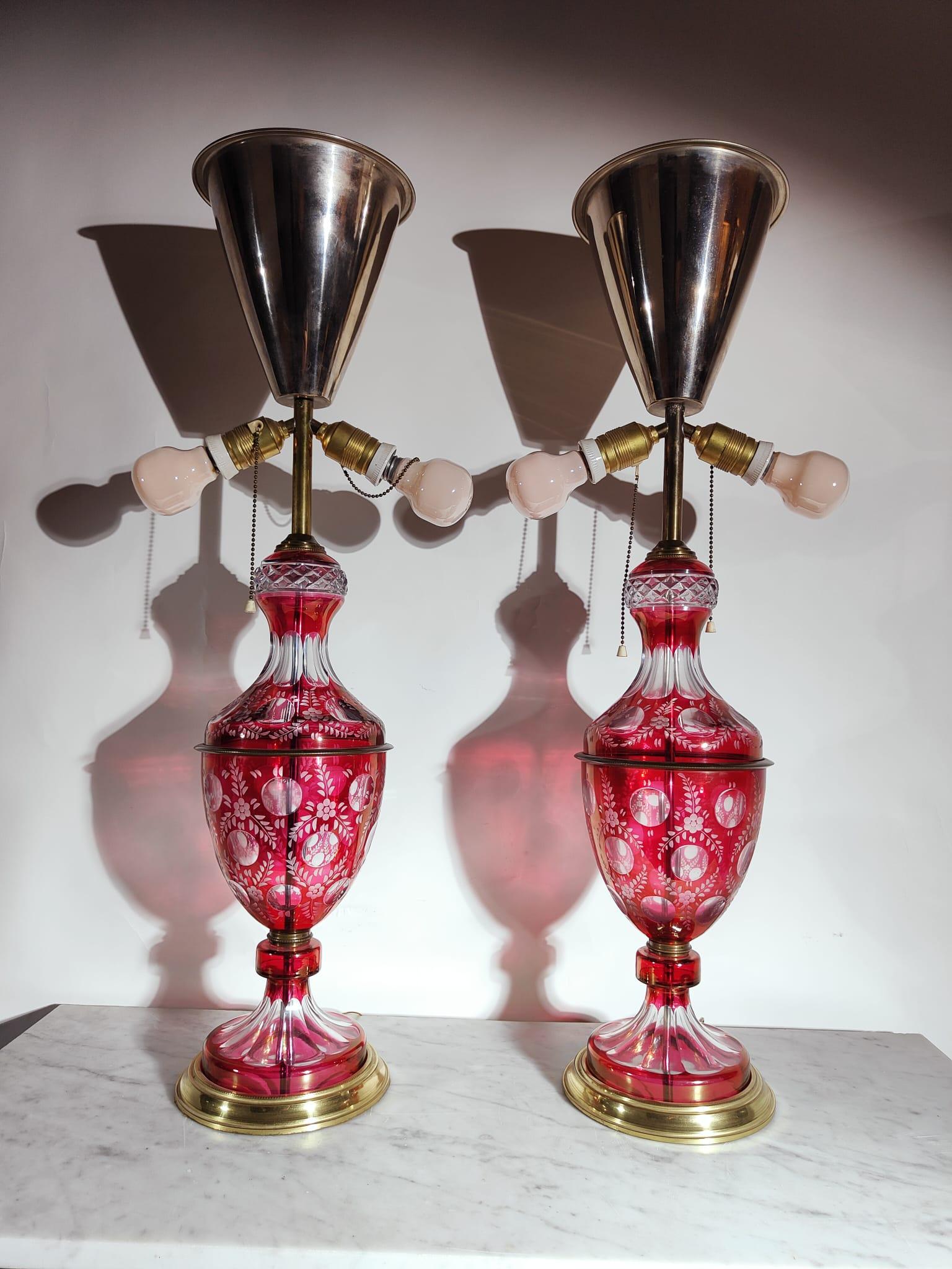 Art Deco Lamps in Cut Glass from 1900, 20th Century For Sale