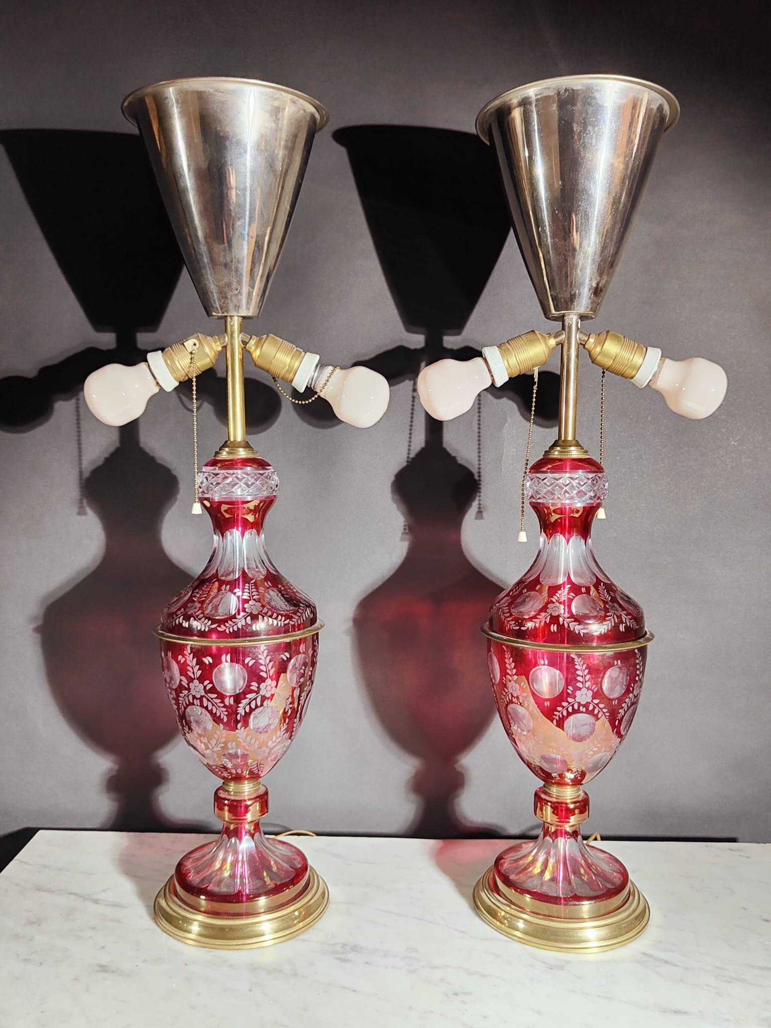 French Lamps in Cut Glass from 1900, 20th Century For Sale
