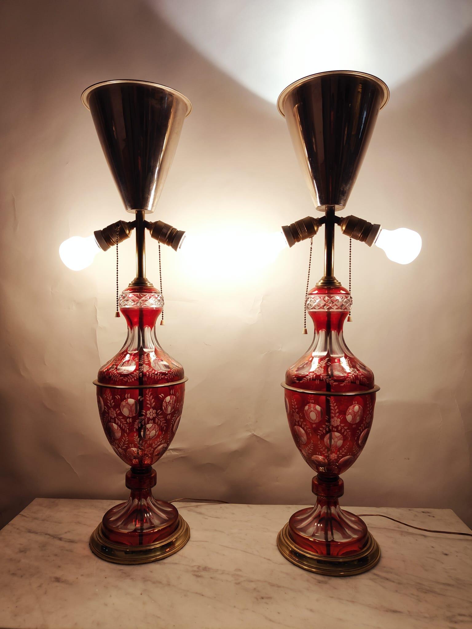 Hand-Crafted Lamps in Cut Glass from 1900, 20th Century For Sale