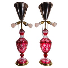 Antique Lamps in Cut Glass from 1900, 20th Century
