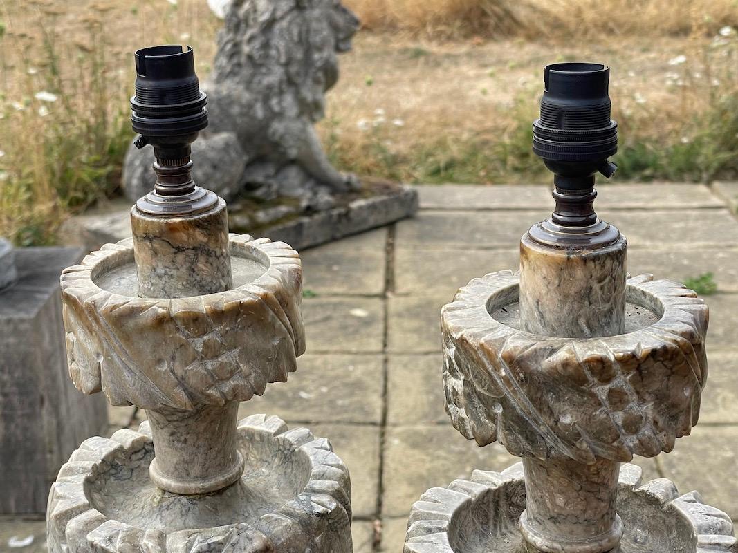 lamps table candlesticks pair marble neoclassical 21