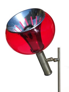 Lampada da tavolo Lamter Design italiano del Midcentury Italia anni '50 Marmo nero Perspex rosso