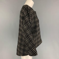 LAN JAENICKE Size 2 Black White Cashmere Checkered Jacket