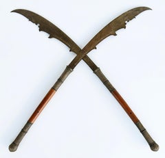 Lan Na Kingdom Dhaab Ngao Swords from Thailand with Exotic Wood Handles, 20th c.