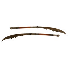 Vintage Lan Na Kingdom Dhaab Ngao Swords from Thailand with Exotic Wood Handles, 20th c.