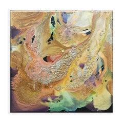Gold and Purple-Toned Translucent Three Dimensional Mixed Media Painting