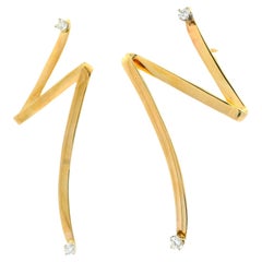 Lana 14k Yellow Gold 0.20ctw Diamond Polished Zig Zag Large Earrings