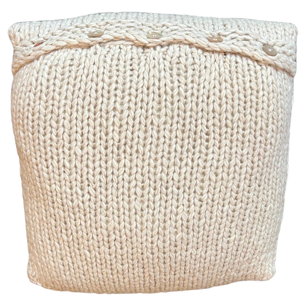 "Lana" Beige Wool Pillow by Le Lampade For Sale