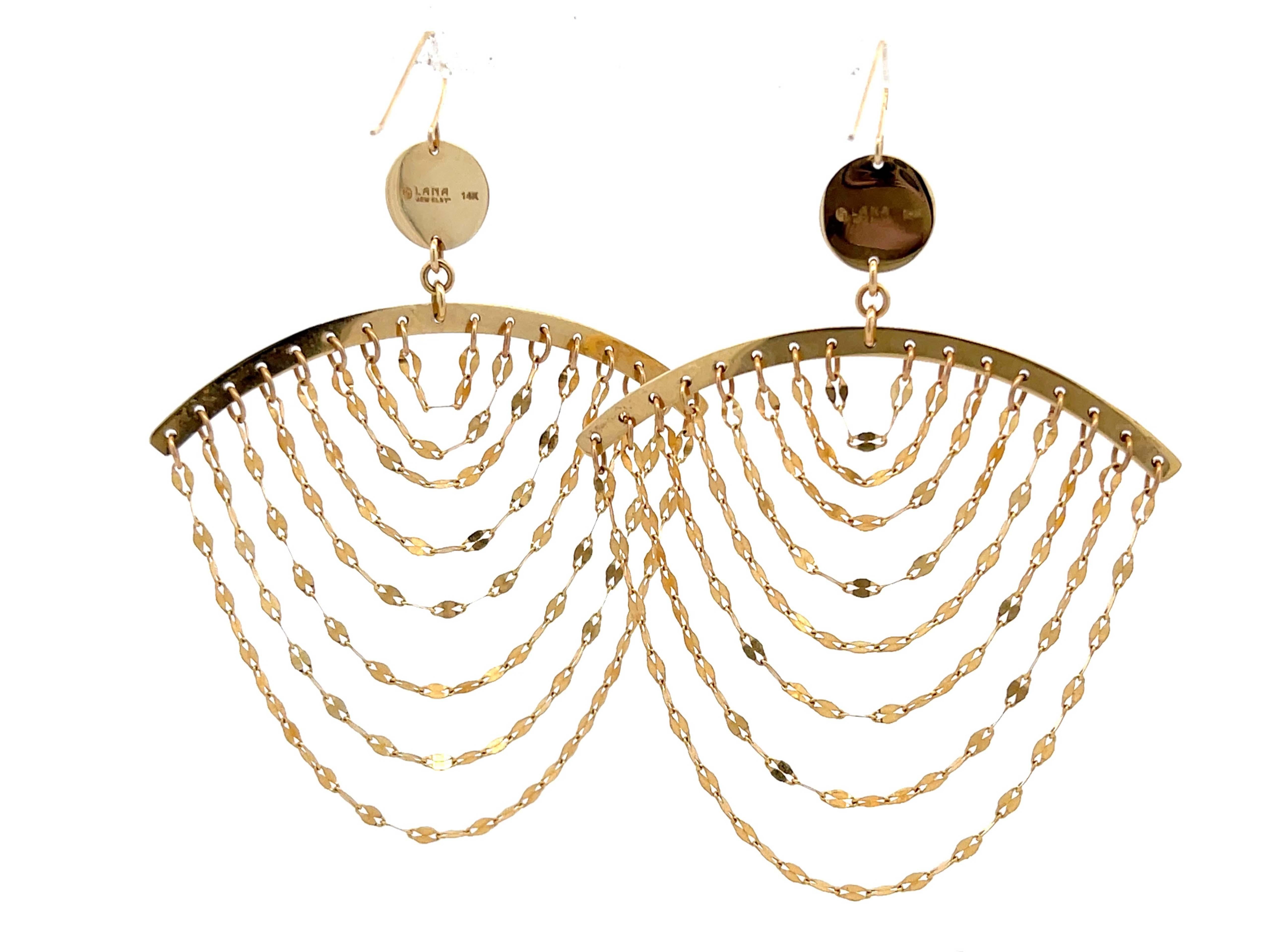 Earrings Specifications:
​
​Designer: LANA

Metal: 14K Yellow Gold

Total Weight: 4.6 Grams

Earring Length: ~2.5