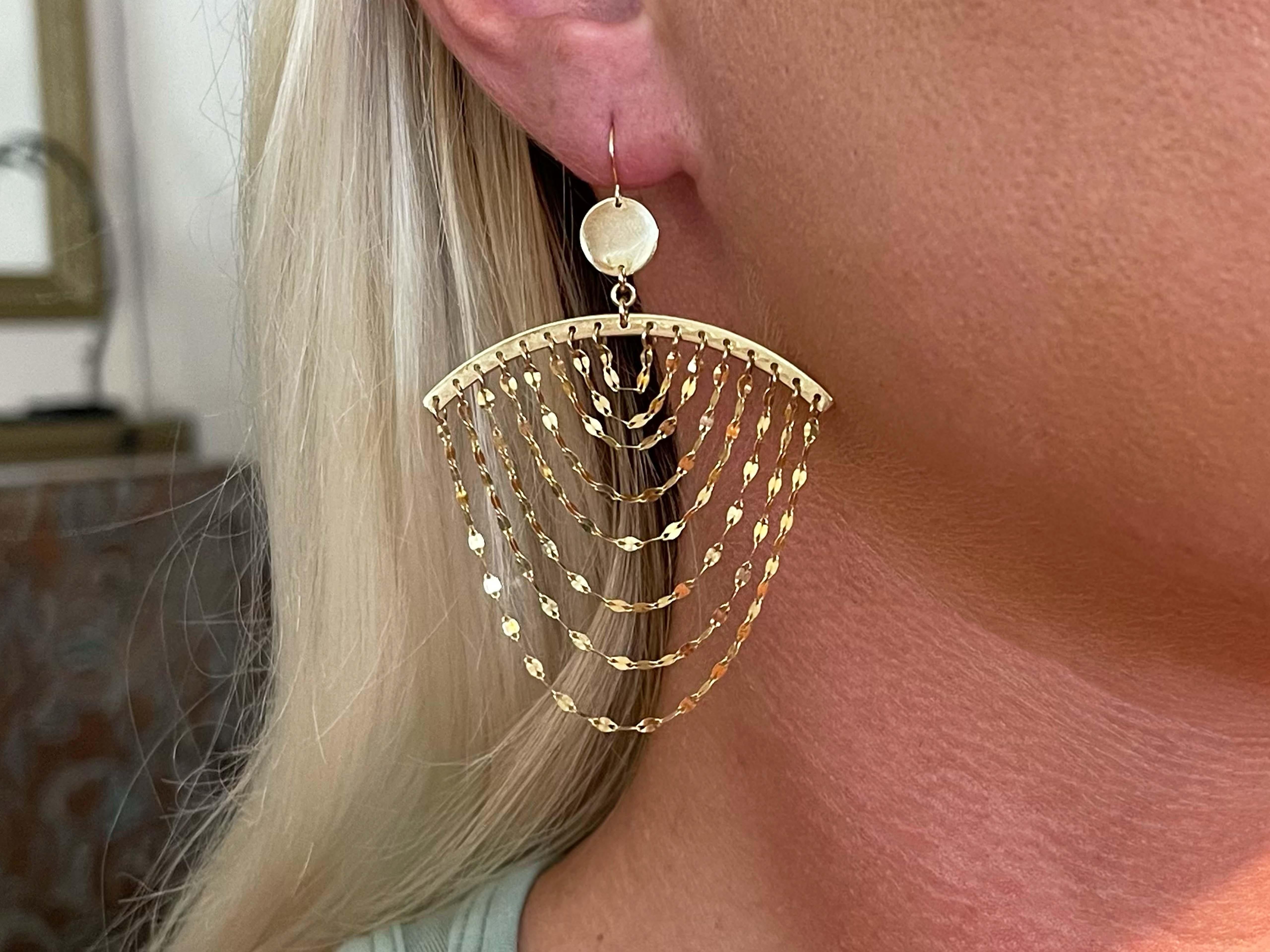 Lana Cascade Chandelier Earrings in 14k Yellow Gold For Sale 2