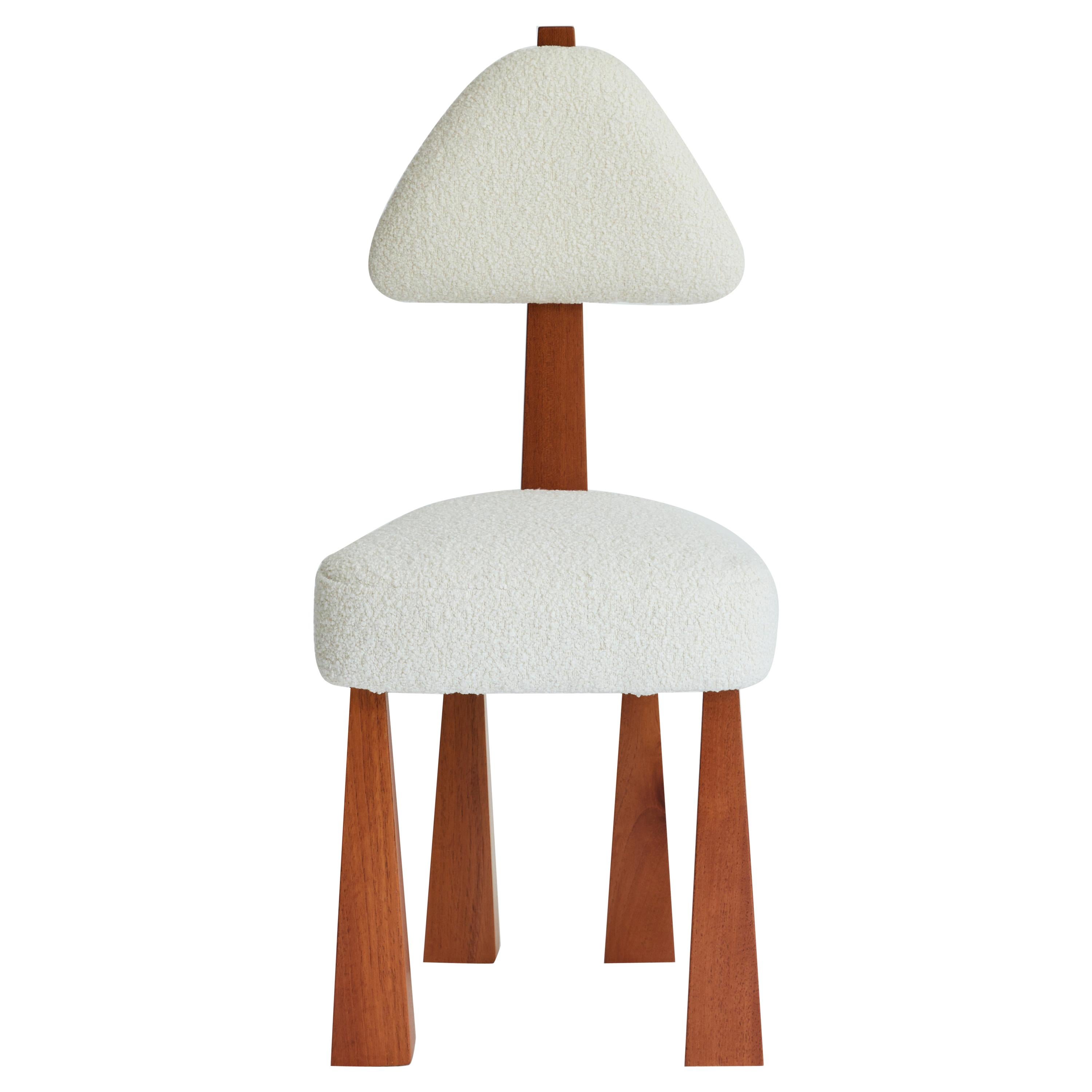Lana Dining Chair, Ivory Bouclé & Wood Chair by Christian Siriano