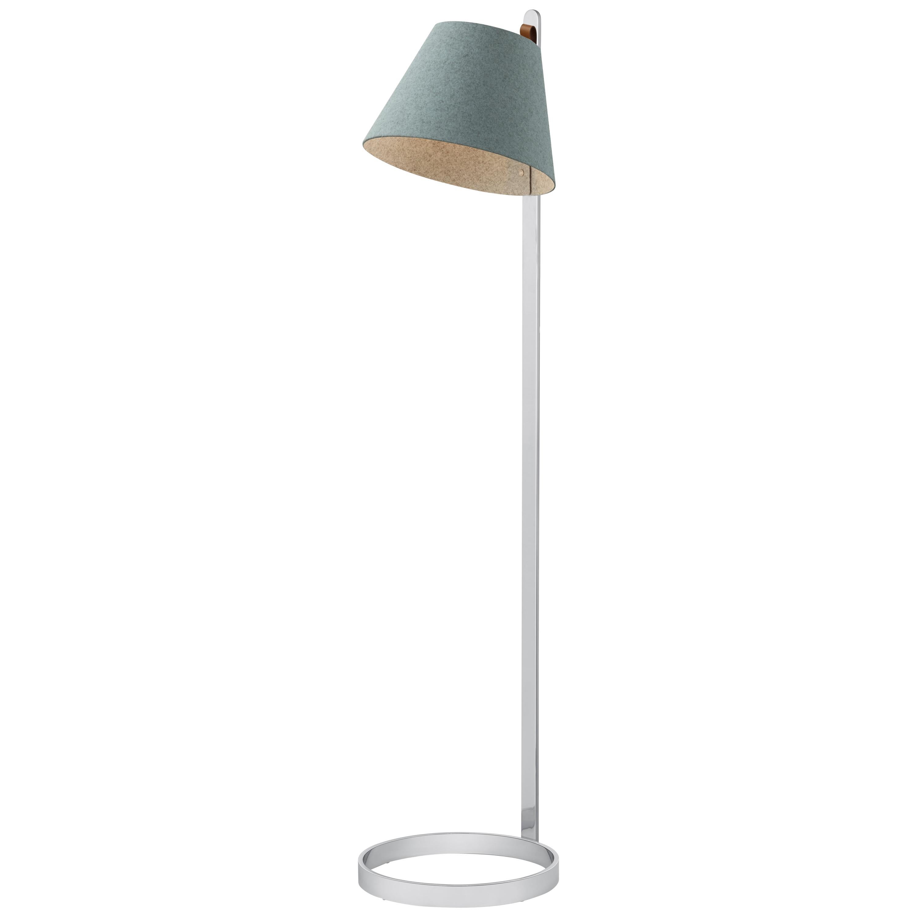 Lana Floor Lamp in Arctic Blue & Grey with Chrome Base by Pablo Designs