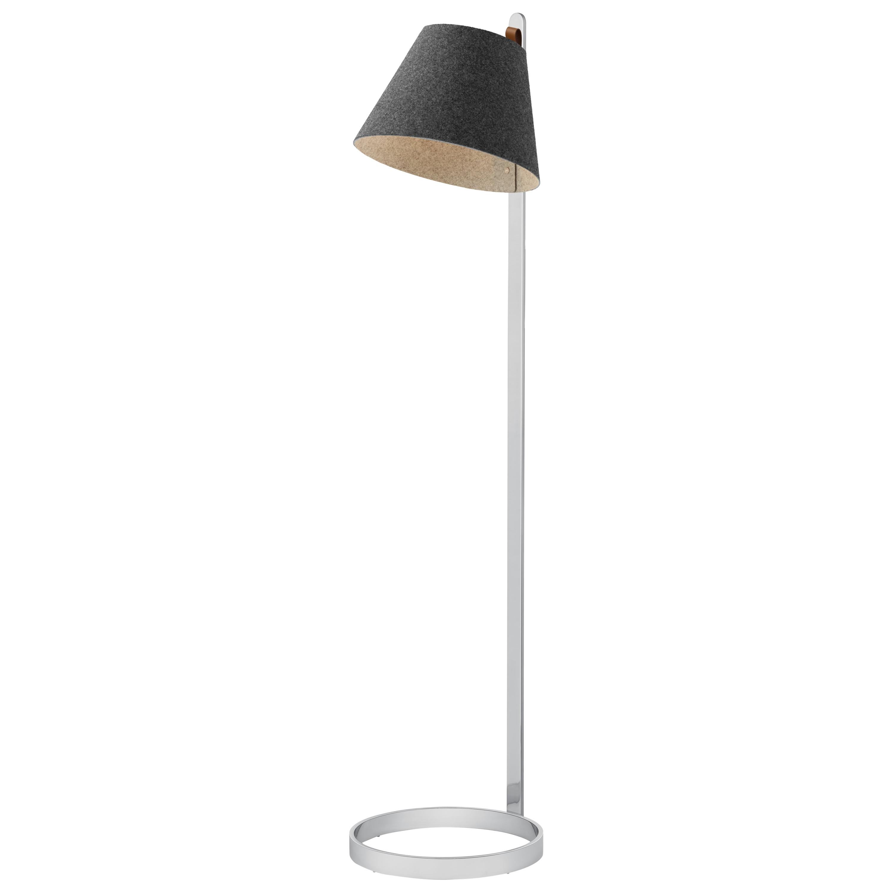 Lana Floor Lamp in Charcoal and Grey with Chrome Base by Pablo Designs