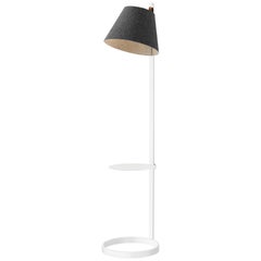 Lana Floor Lamp in Charcoal and Grey with Tray and White Base by Pablo Designs