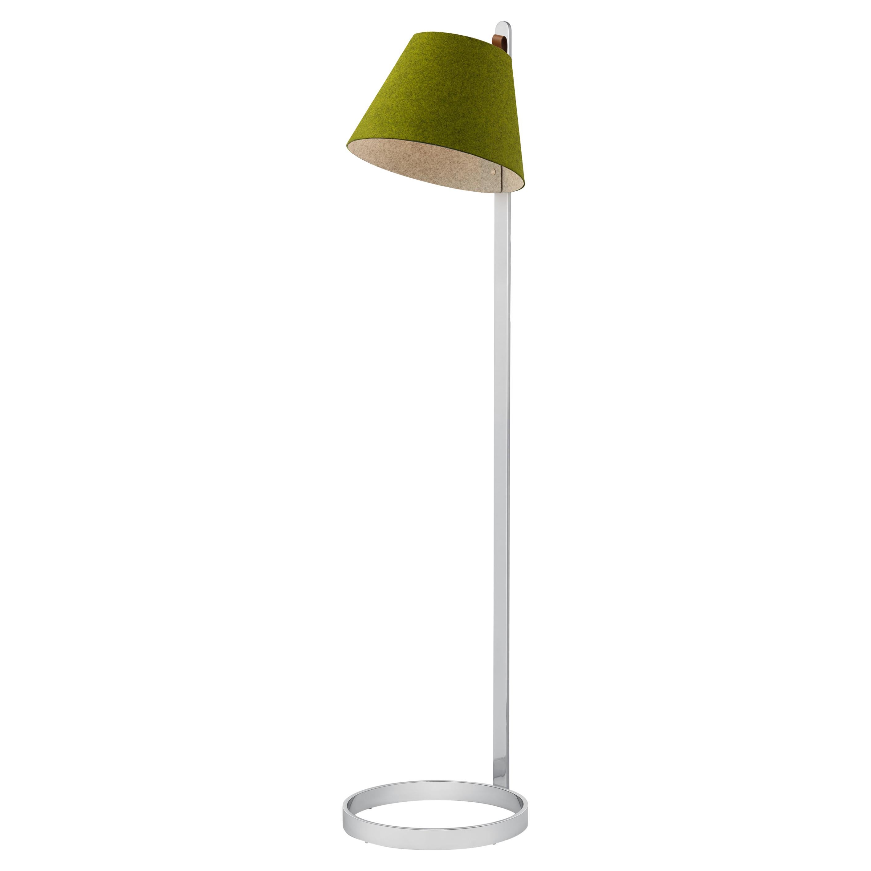 Lana Floor Lamp in Moss and Grey with Chrome Base by Pablo Designs